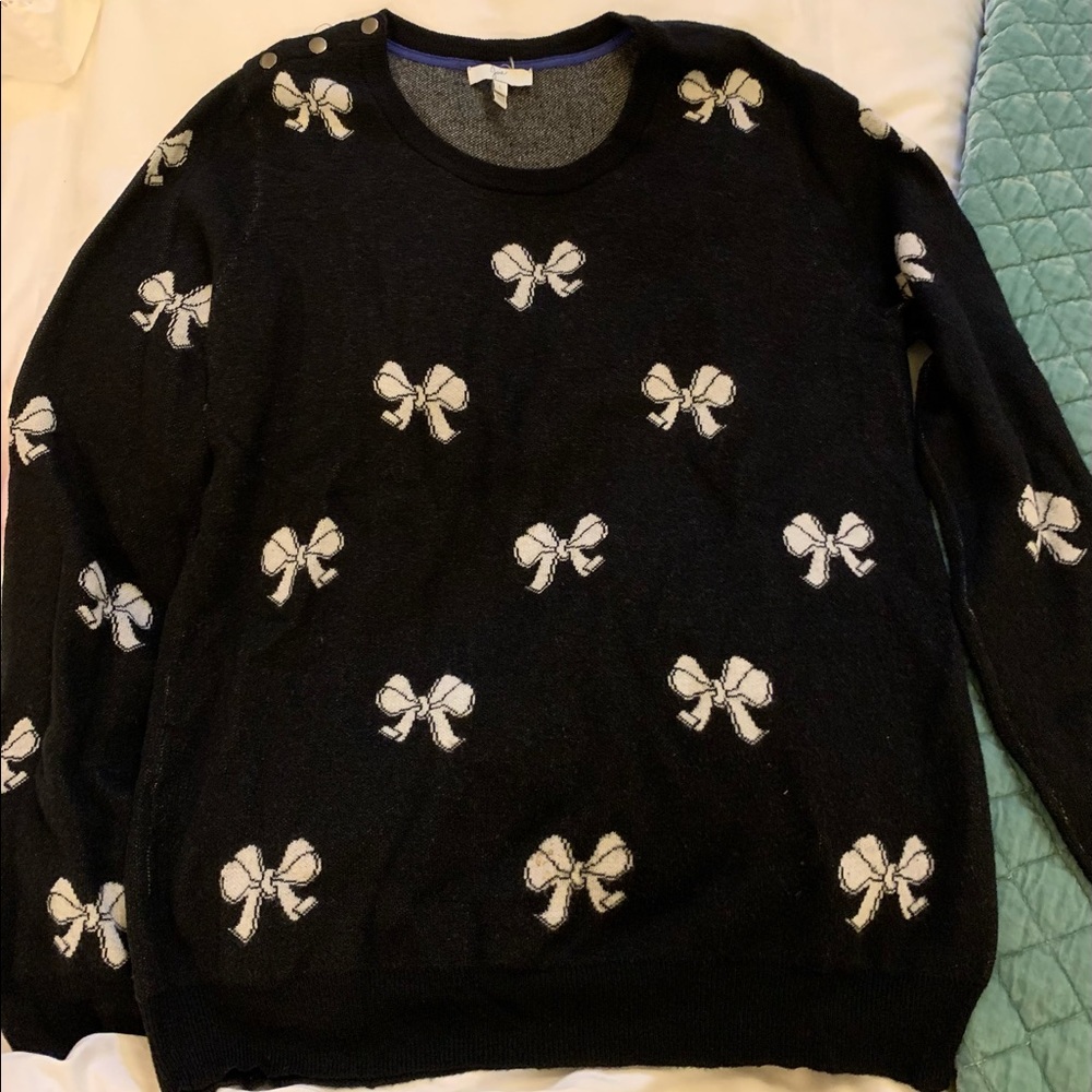 Joie black and white bow sweater